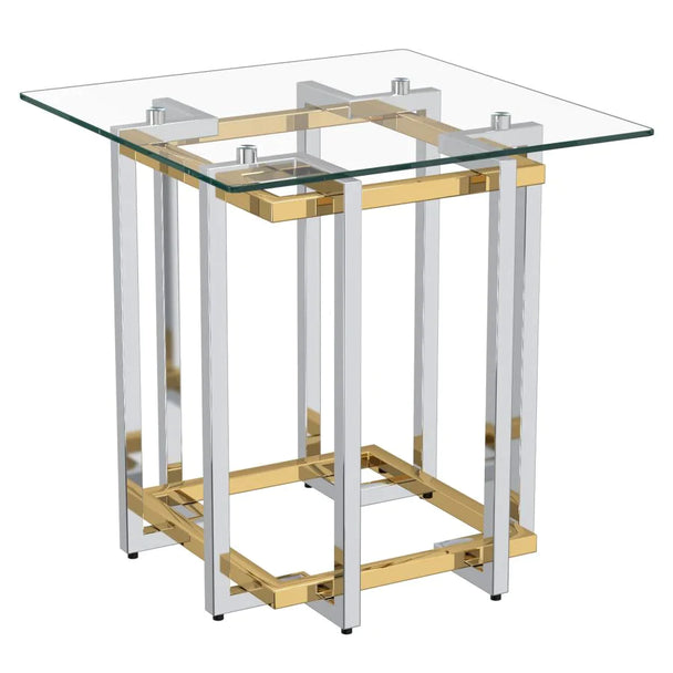 Florina Accent Table in Silver and Gold - Furniture Depot