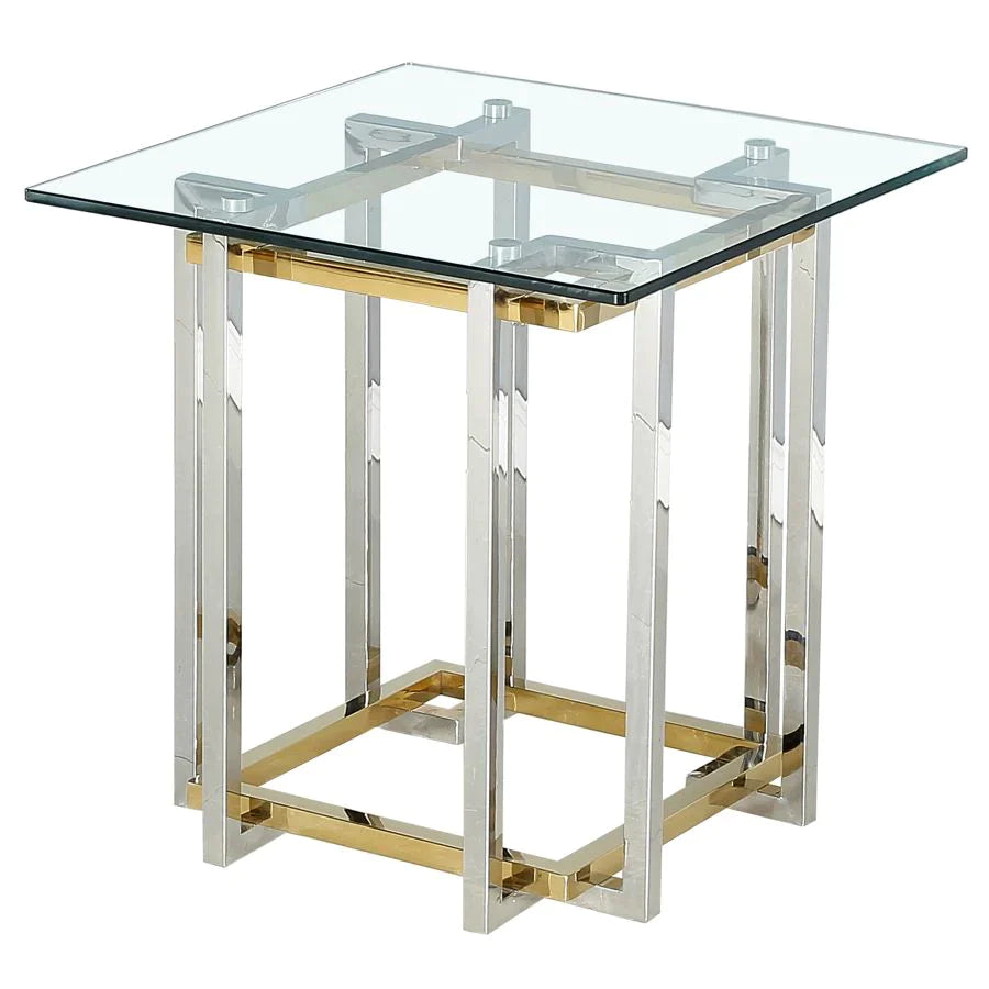 Florina Accent Table in Silver and Gold - Furniture Depot