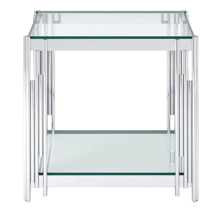 Estrel Large Accent Table in Silver - Furniture Depot