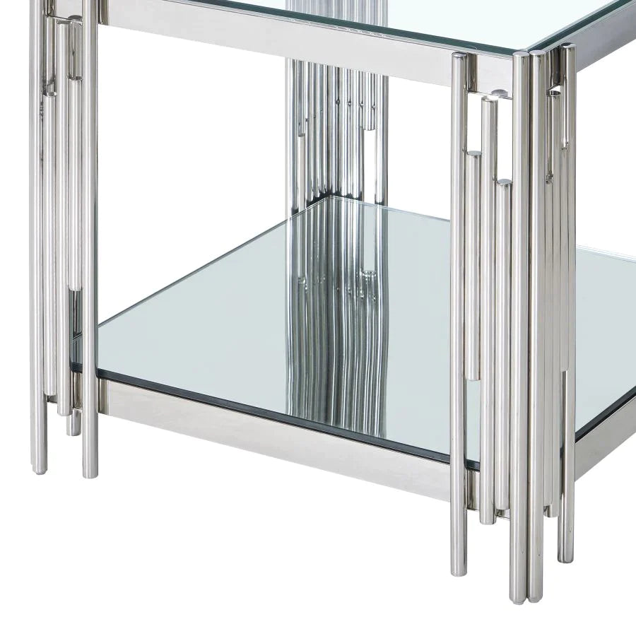 Estrel Large Accent Table in Silver - Furniture Depot