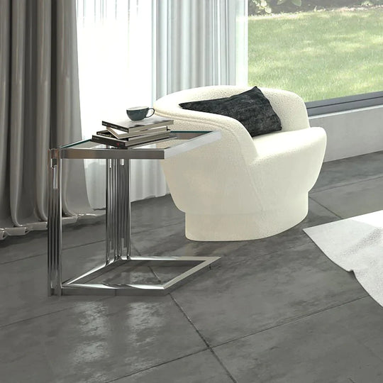 Estrel Small Accent Table in Silver - Furniture Depot