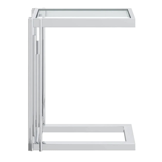 Estrel Small Accent Table in Silver - Furniture Depot