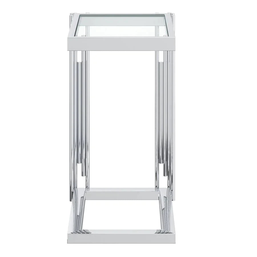 Estrel Small Accent Table in Silver - Furniture Depot