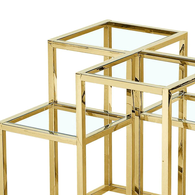Casini Accent Table in Gold - Furniture Depot