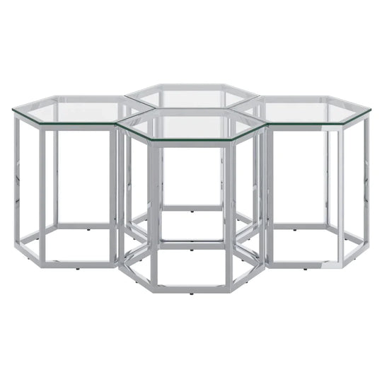 Fleur 4pc Accent Table Set in Silver - Furniture Depot