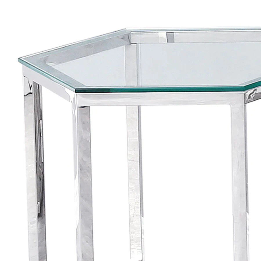 Fleur Accent Table in Silver - Furniture Depot