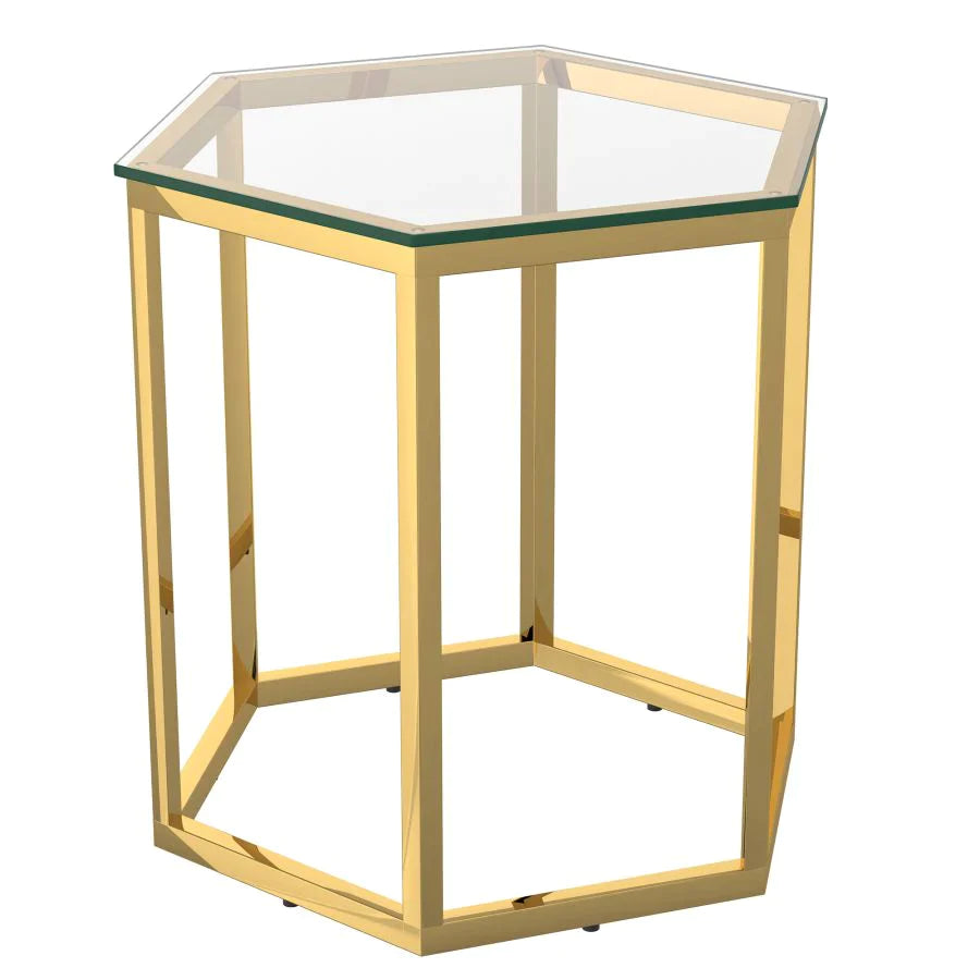 Fleur 3pc Accent Table Set in Gold - Furniture Depot