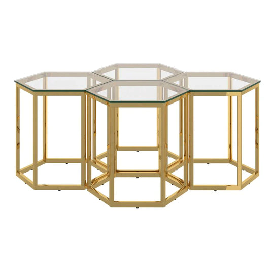 Fleur 4pc Accent Table Set in Gold - Furniture Depot