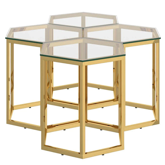 Fleur 4pc Accent Table Set in Gold - Furniture Depot