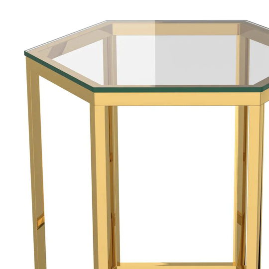 Fleur Accent Table in Gold - Furniture Depot