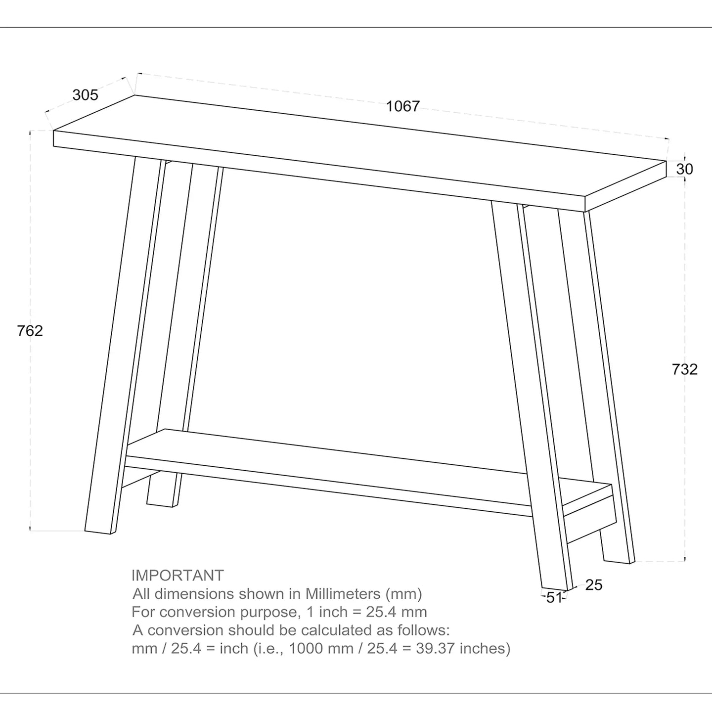 Volsa Console Table in Reclaimed - Furniture Depot