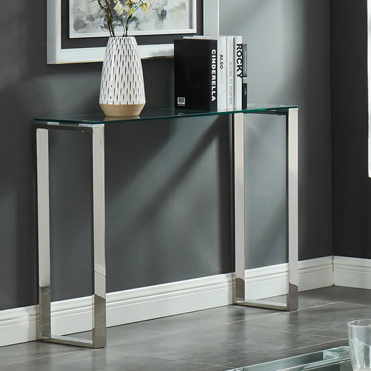 Zevon Console/Desk in Silver - Furniture Depot