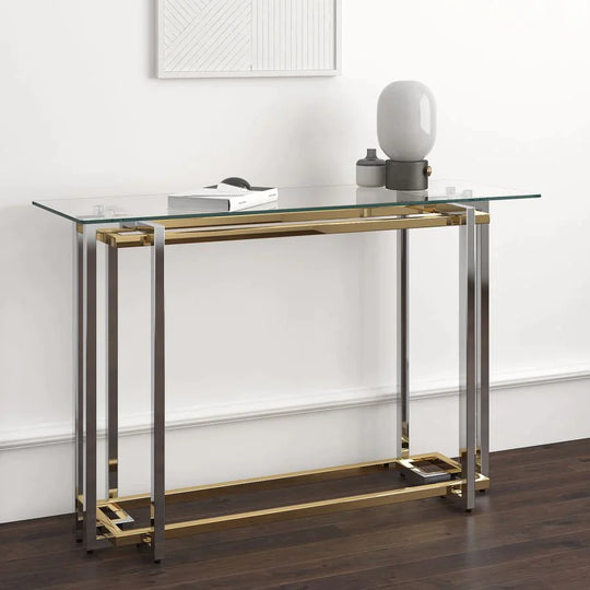 Florina Console Table in Silver and Gold - Furniture Depot