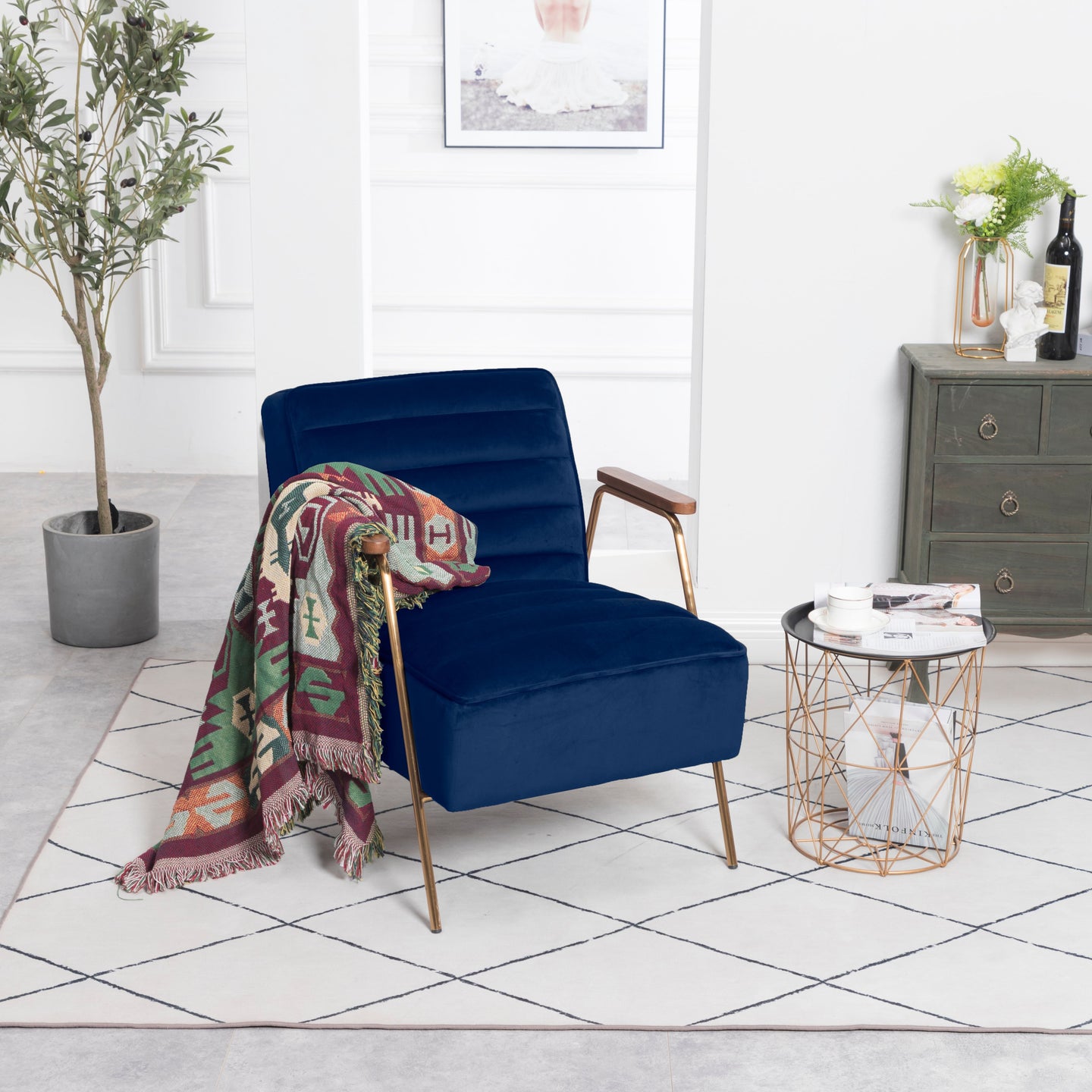 Woodford Velvet Accent Chair - Furniture Depot