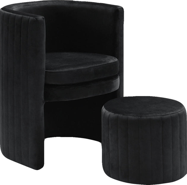 Selena Velvet Accent Chair and Ottoman Set - Furniture Depot