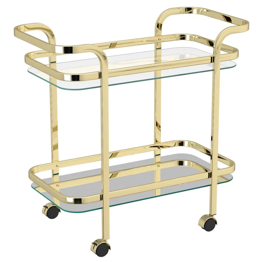 Zedd 2-Tier Bar Cart in Brass - Furniture Depot