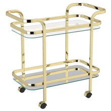 Load image into Gallery viewer, Zedd 2-Tier Bar Cart in Brass - Furniture Depot
