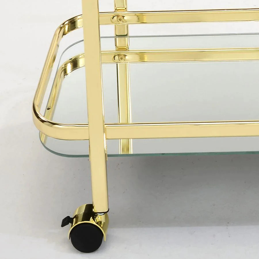 Zedd 2-Tier Bar Cart in Brass - Furniture Depot