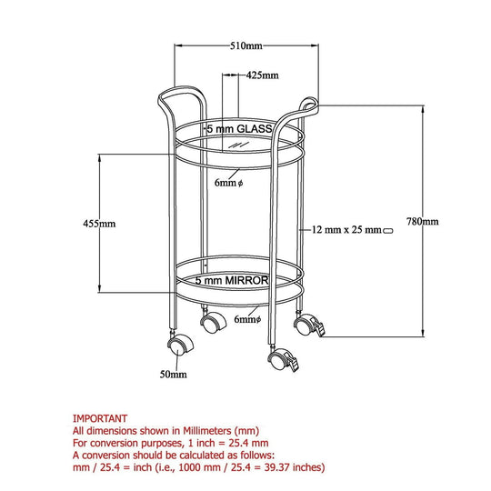 NEEMA-2-TIER BAR CART-CHROME - Furniture Depot