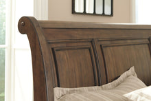 Load image into Gallery viewer, Flynnter Medium Brown King Sleigh Bed With 2 Storage Drawers