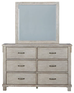 Hollentown Whitewash 5 Pc. Dresser, Mirror, Panel Bed, 2 Nightstands - Full