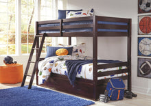 Load image into Gallery viewer, Halanton Dark Brown Twin Over Twin Bunk Bed With 1 Large Storage Drawer