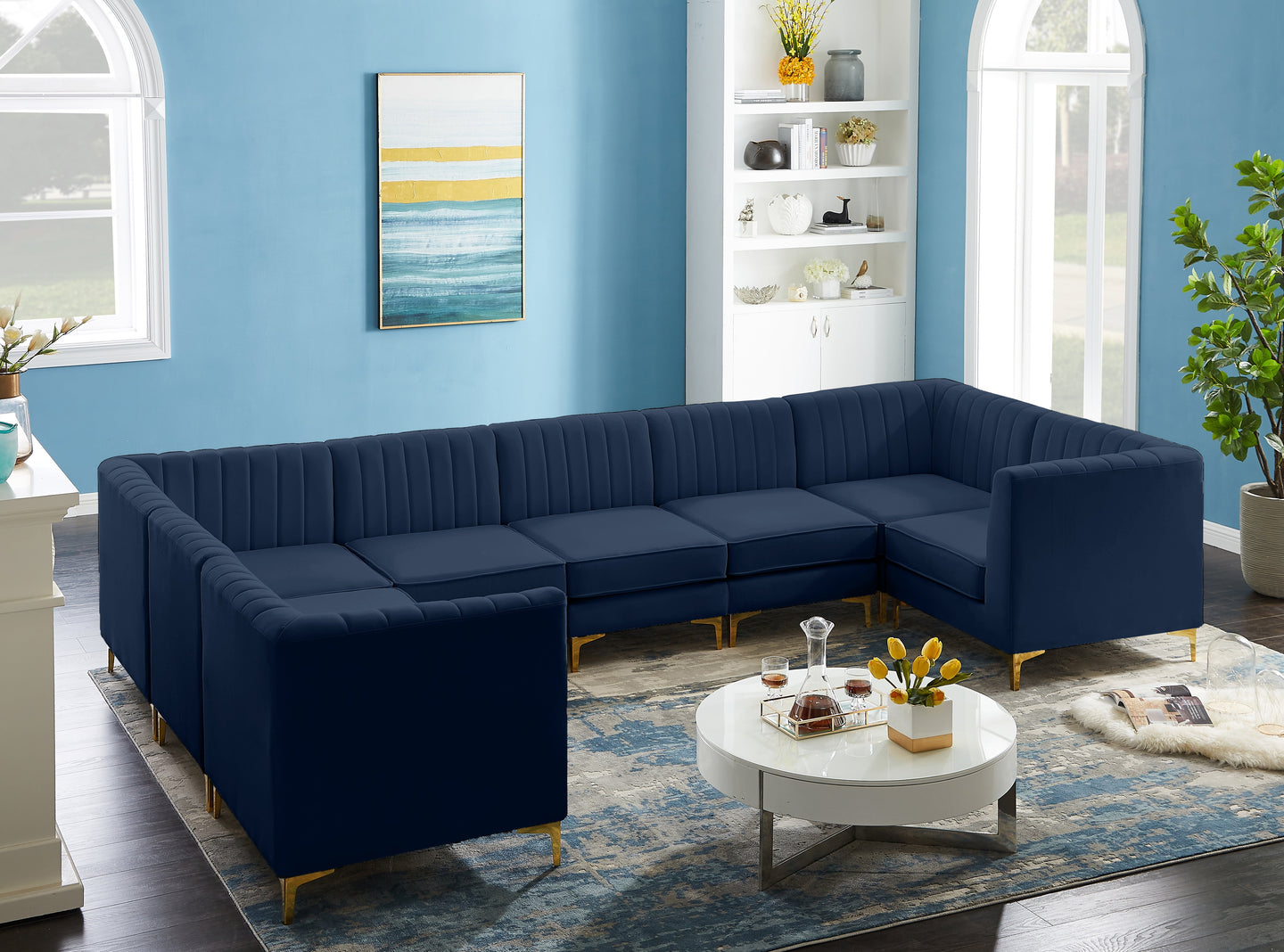 Alina Velvet Modular Sectional - Furniture Depot