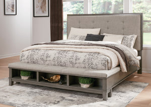 Hallanden Gray Panel Bed With Storage - King
