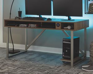 Barolli Gunmetal 2 Pc. Gaming Desk With Usb Charging Port, Swivel Gaming Chair
