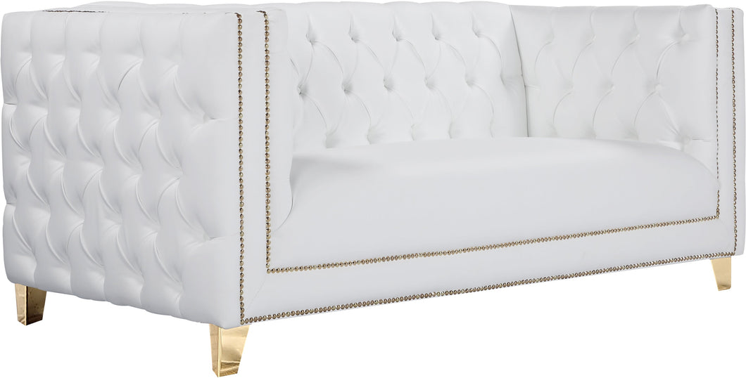 Michelle White Faux Leather Loveseat - Furniture Depot