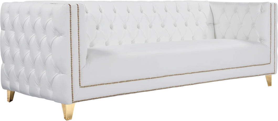 Michelle White Faux Leather Sofa - Furniture Depot (7679011258616)