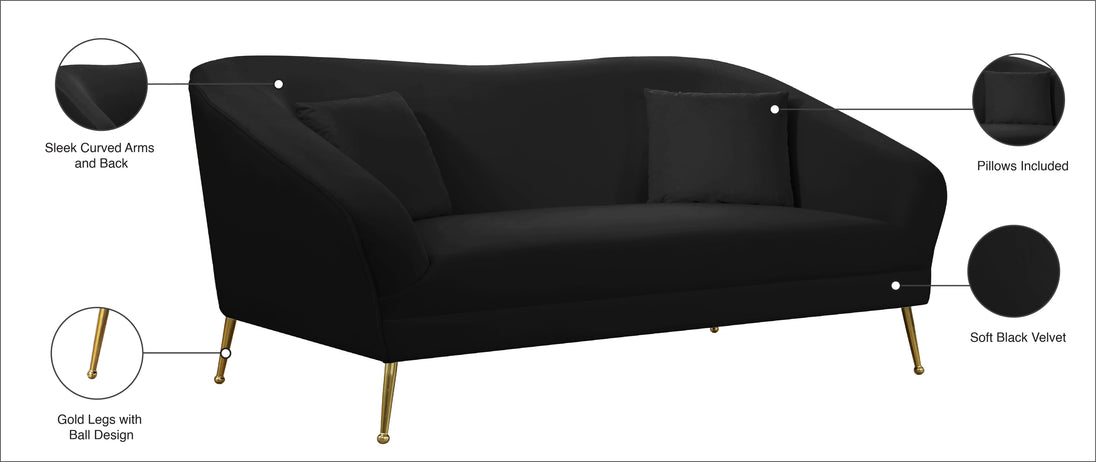 Hermosa Velvet Loveseat - Furniture Depot