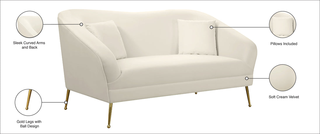 Hermosa Velvet Loveseat - Furniture Depot