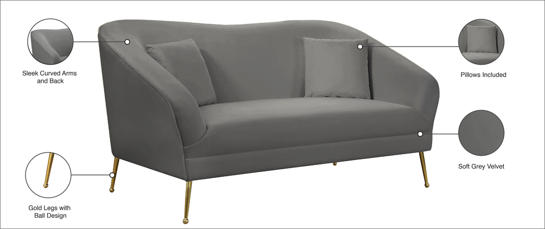 Hermosa Velvet Loveseat - Furniture Depot