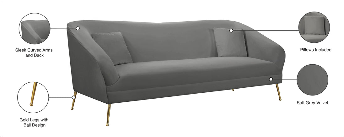 Hermosa Velvet Sofa - Furniture Depot