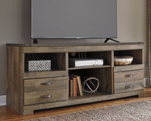 Load image into Gallery viewer, Trinell Brown 2 Pc. 63&quot; TV Stand With Fireplace Insert Glass/Stone
