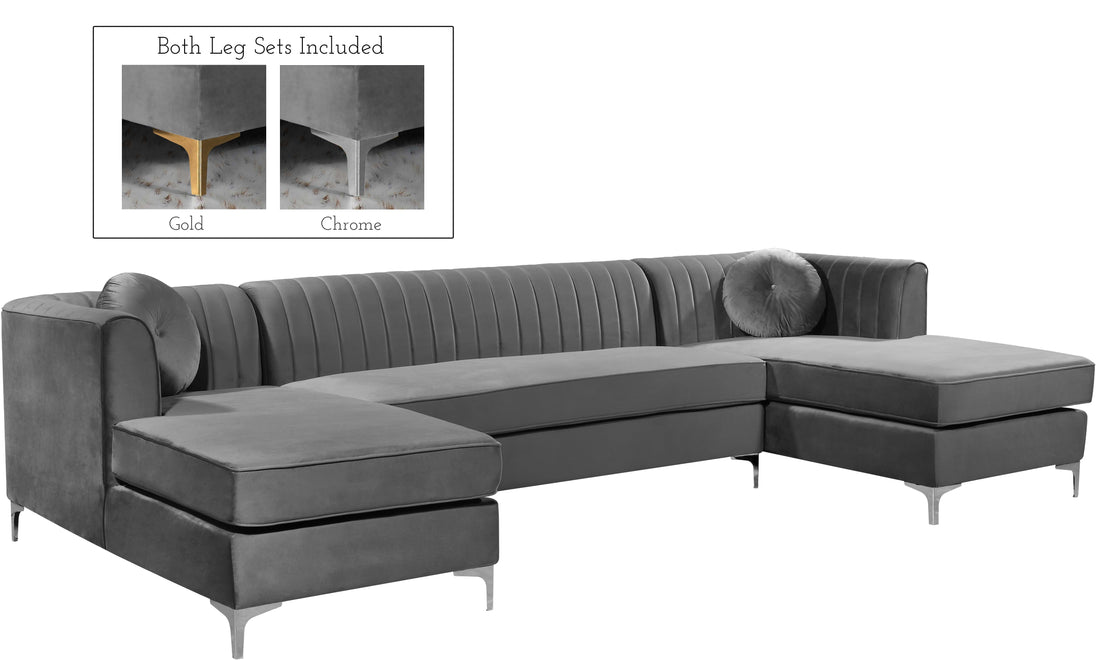 Graham Velvet 3pc. Sectional - Furniture Depot