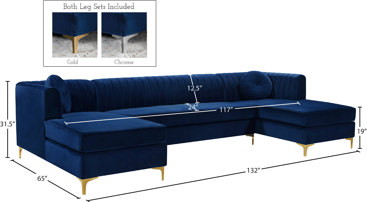 Graham Velvet 3pc. Sectional - Furniture Depot