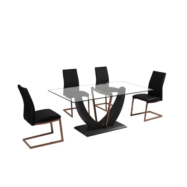 Norway Dining Table with Glass Top and Pedestal Base (Norway Rectangular Dining Table - gold) - Furniture Depot (7508783399160)