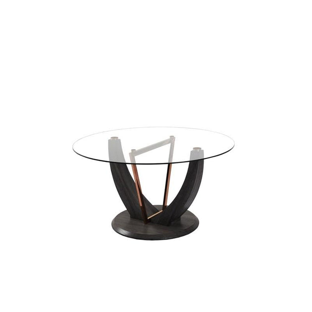 Round Norway Dining Table with Glass Top and Pedestal Base (Rose Gold) - Furniture Depot (7508791656696)