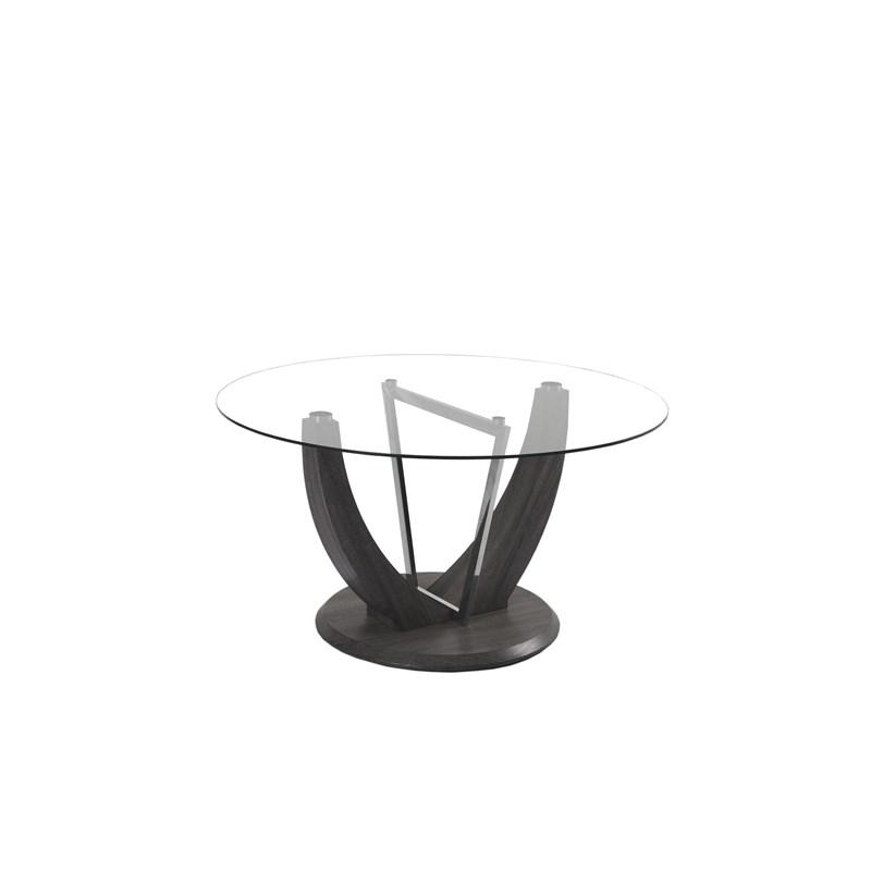 Round Norway Dining Table with Glass Top and Pedestal Base (Silver) - Furniture Depot (7508793458936)