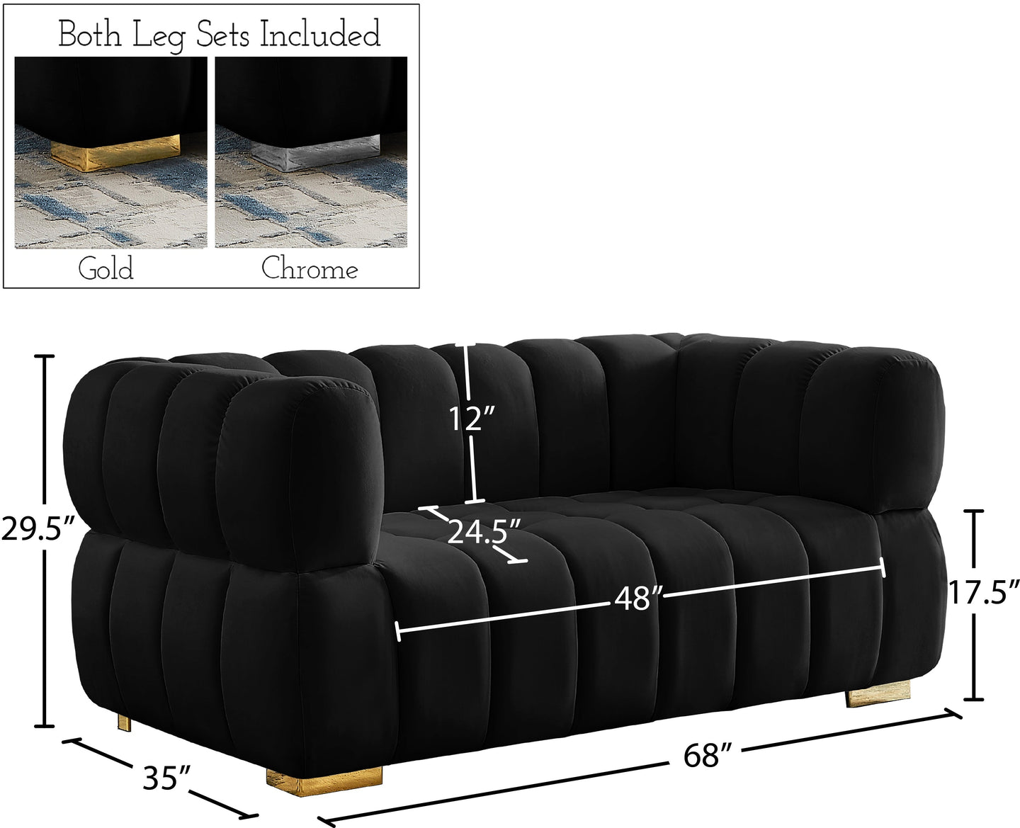 Gwen Velvet Loveseat - Furniture Depot