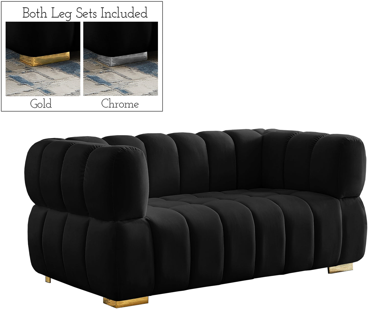 Gwen Velvet Loveseat - Furniture Depot