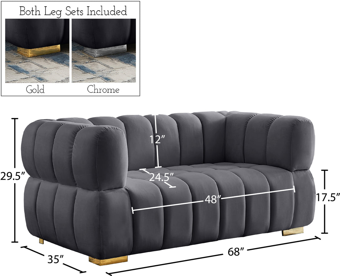 Gwen Velvet Loveseat - Furniture Depot