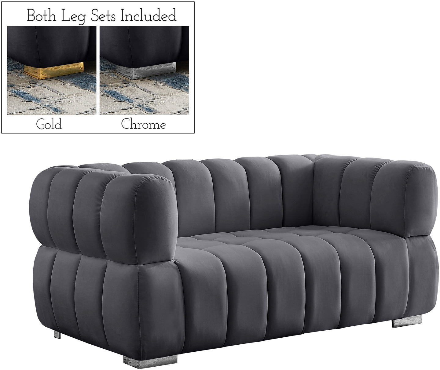 Gwen Velvet Loveseat - Furniture Depot