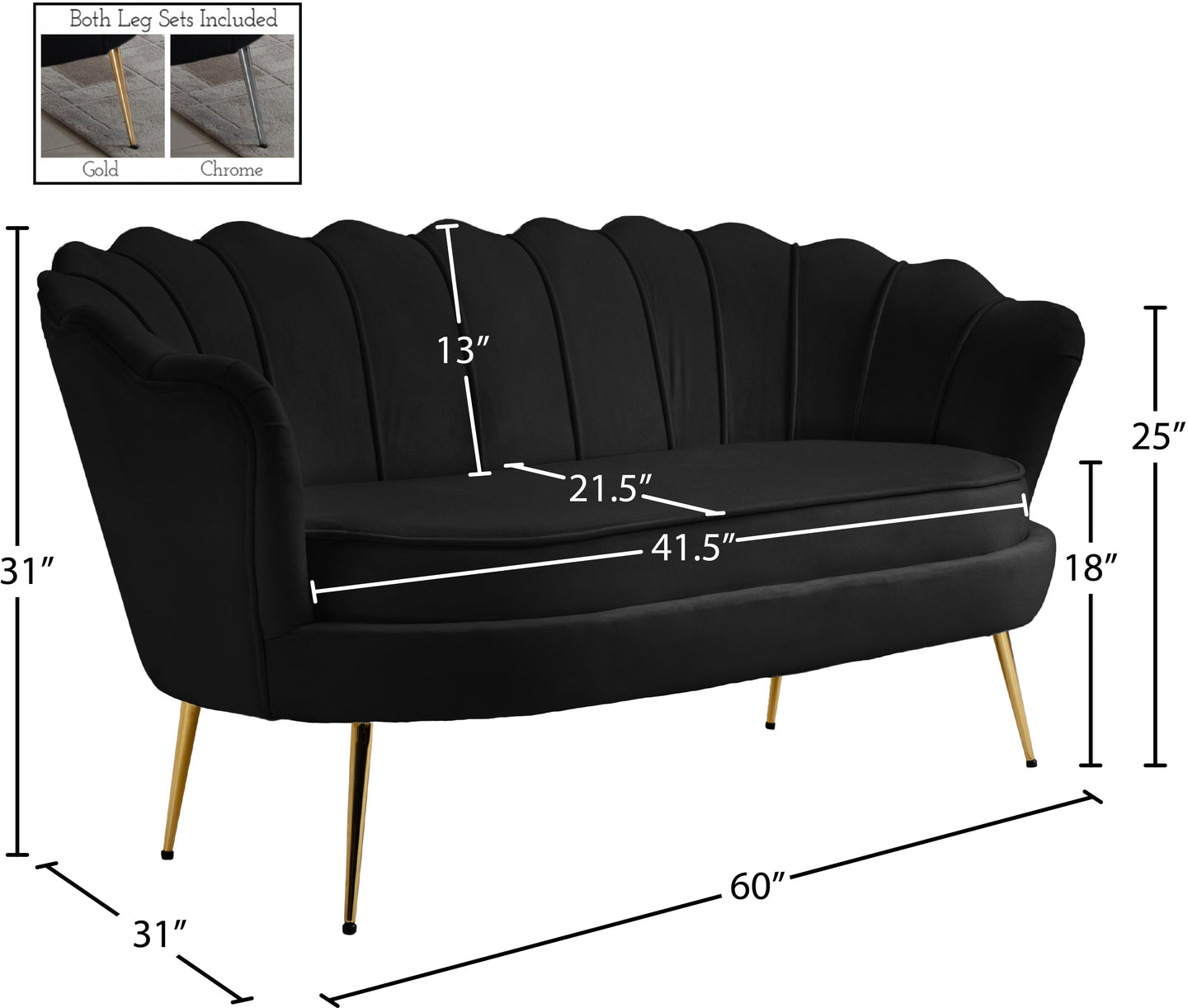 Gardenia Velvet Loveseat - Furniture Depot