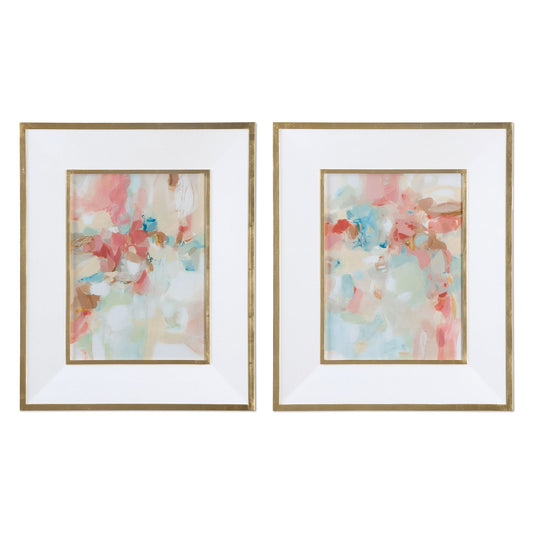 A Touch Of Blush And Rosewood Fences Art (Set of 2) Pink