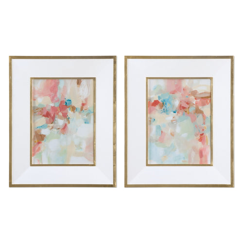 A Touch Of Blush And Rosewood Fences Art (Set of 2) Pink