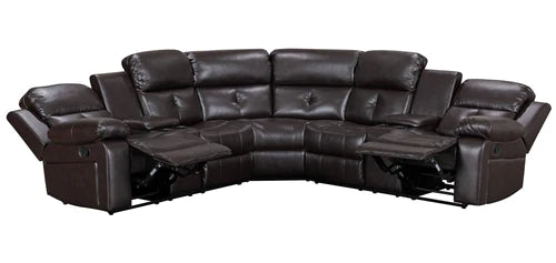 Marcela Manual Recliner Sectional Sofa Dark Brown Gel Leather - Furniture Depot