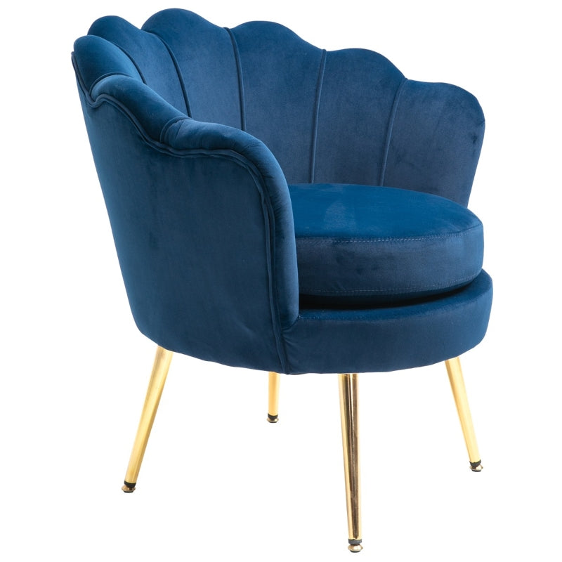 Alora Modern Velvet Accent Chair with Gold Metal Legs - Blue - Furniture Depot (7629683425528)